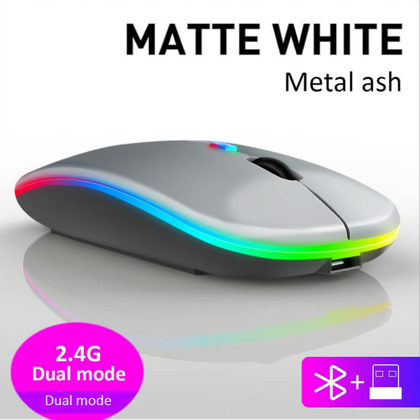 Silent Wireless Mouse 2,4ghz Overwatch Möss Mouse Gamer Rgb Mouse Bärbar trådlös mus för laptop gamingmus grey