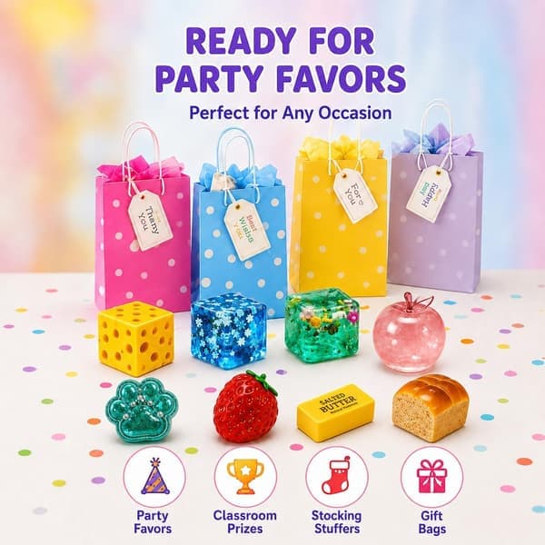 8-pack Squishy Rolig Ost Squishy Mat Squishies Set Långsamt Stigande Smör Jordgubbe Sockerfylld Isbit Äpple Bröd Kattass