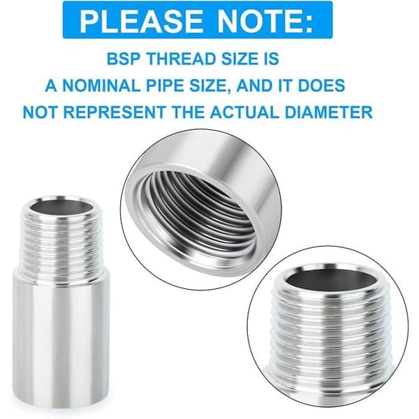2 stk. 100 mm 1\" hun x 1\" han BSP nippel støbt rør 304 rustfrit stål rørfittings