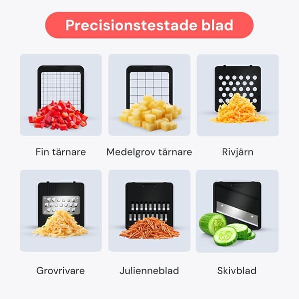 Grønnsakskutter Grønnsakskutter Mandolin Grønnsakskutter - Grønnsaks- og løksalatmatprosessor Manuell - Potetkutter Kompakt 6-i-1 Hvit