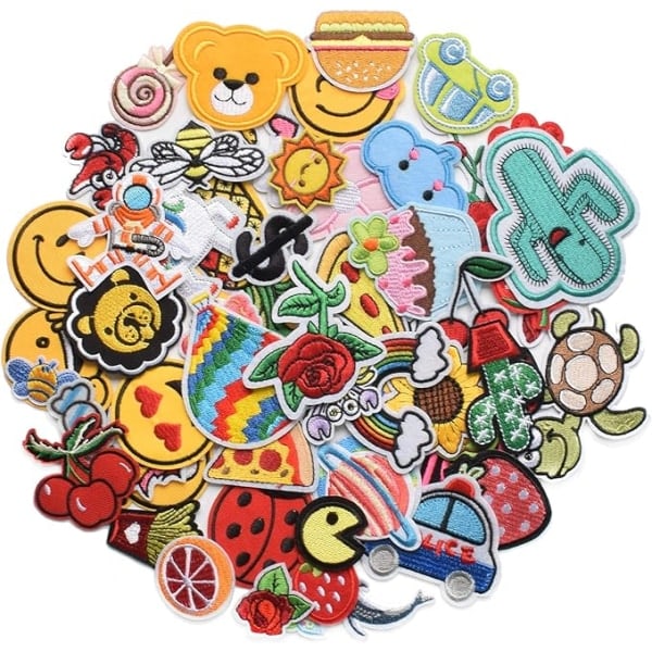 60pcs Random Assortment Styles Embroidered Patches, Iron On