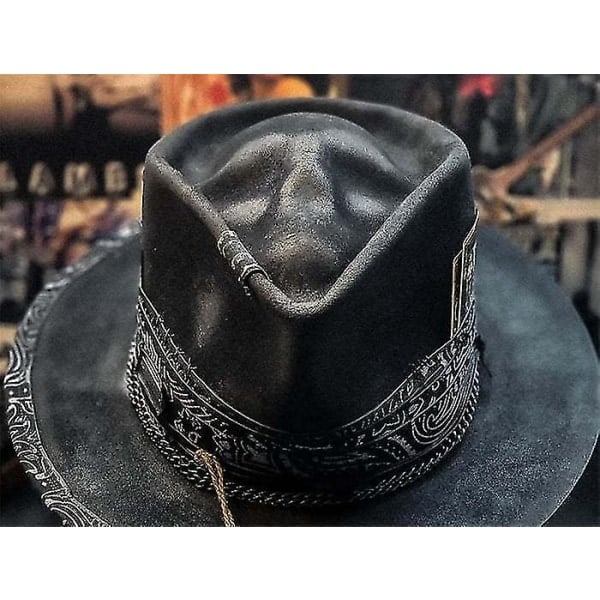 Punk Style Cowboyhatt for Menn Western Skull Svart Cowboyhatt