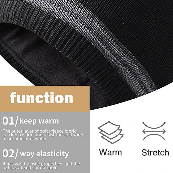 Herre Vinter Beanie Hat  Beanie Cap Varm Blød  Foret Cap Til Kvinder Sort+sort Black*black