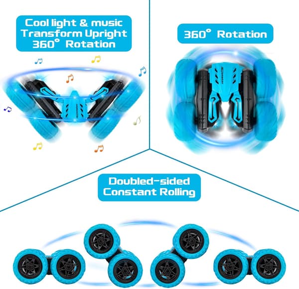 Radio-ohjattava auto lapsille, 4WD 360° flip-temppuauto, lelu