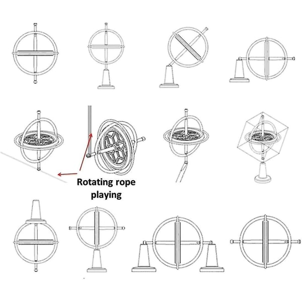 Anti-gravity Gyroskop i metall, mekanisk gyrofysik, bra presentleksak (silver)
