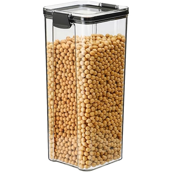 1 st lufttät matförvaringsbehållare i plast, genomskinliga köksförvaringsburkar, skafferiorganisatörer, behållare med lock för flingor, mjöl, socker, nötter, pasta, ris 1800ml