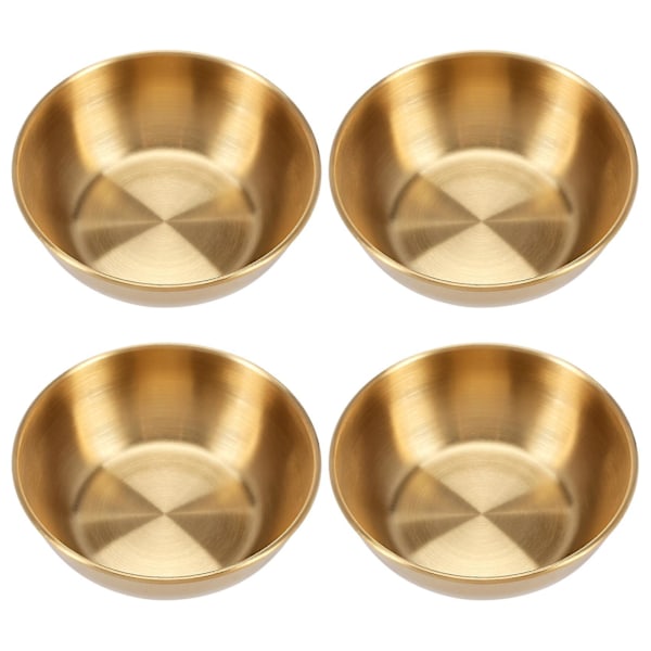 4pcs Round Small Dish Golden Sauce Seasoning Dish Home Restaurant