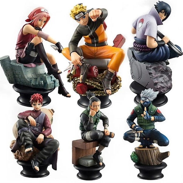 6 stk/sett Sjakk Naruto Sakura Action Figures Uchiha Gaara Kakashi Modell Pvc Anime Figurer Til Dekorasjon Samling Gave Leker style 1 opp bag