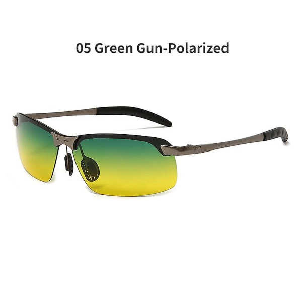 Polarisoidut fotokromaattiset aurinkolasit, Miesten Ajonsiirtolinssin aurinkolasit, Ei case Green Gun-Polarized