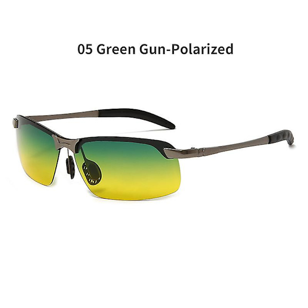 Polarisoidut fotokromiset aurinkolasit, miesten ajolasit, joissa siirtymälinssit, ilman koteloa Green Gun-Polarized