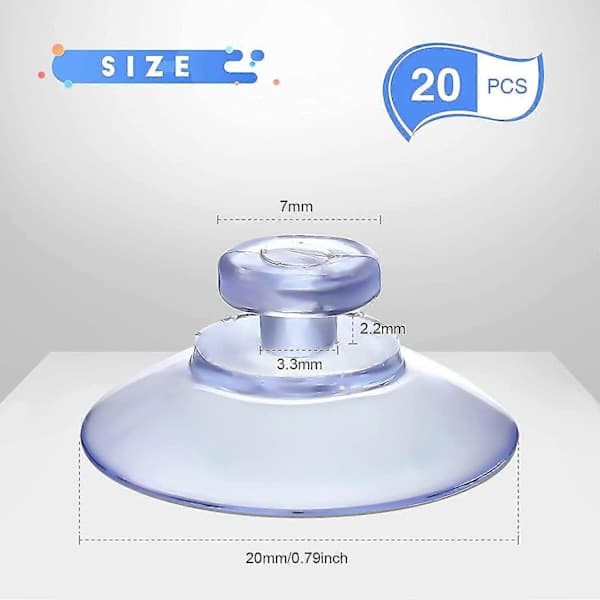 20 stycken sugkoppar 20 mm plastsugkoppar utan krokar för utomhusbruk