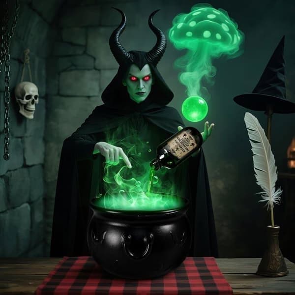 Häxkittel - Halloween-dekoration / Häxhink Utomhuskittel med magiska dryckesflaskor
