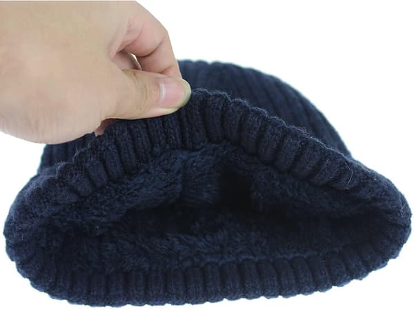 Vinterhatte til mænd Uldstrikkede Slouchy Beanie-hatte Varme Baggy Skull Cap Blue