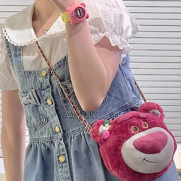 Kawaii Lotso Plys Crossbody Taske Anime Stitch Pooh Bjørn Håndtaske Tegneserie Udstoppet Dukke Sød Kæde Taske Møntpung Legetøj Gave Lotso