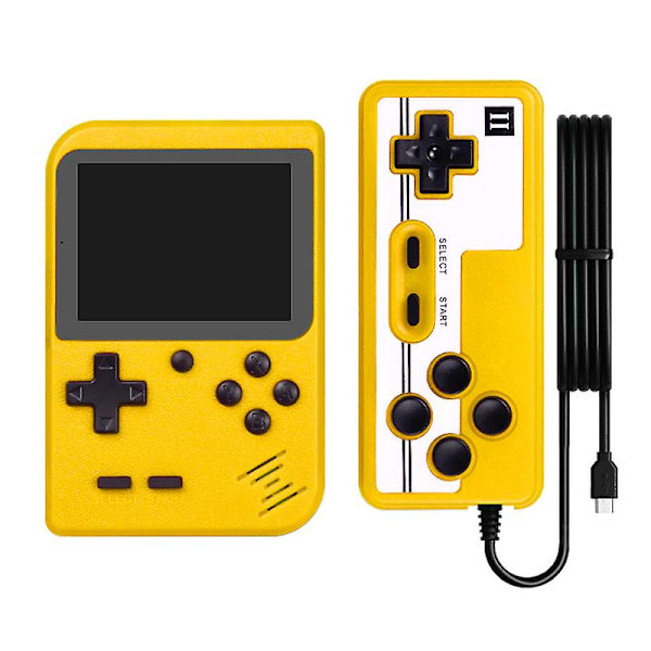 8-bitars retrovideospelkonsol inbyggd 400 klassiska spel 3,0 tum dubbelspelare Mini Handheld Videospelkonsol Av Out China yellow with Gamepad