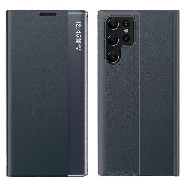 Til Samsung Galaxy S24 Ultra Cover PC + PU Læder Display Vindue Flip Stand Telefonbeskyttelse Sapphire