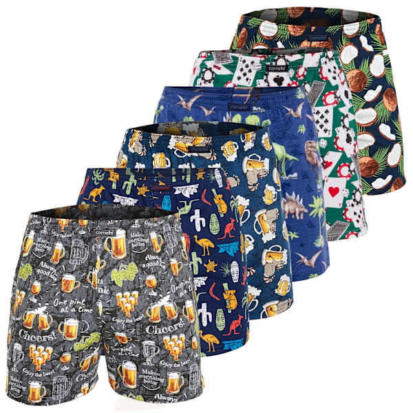 Cornette 100% Bomulls Boxerkalsonger för Män - 6-pack - Luftig - Lös - Mjuk - Boxershorts Herr Bomullsunderkläder
