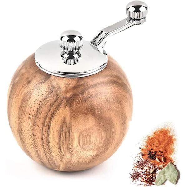 Salt- og pepperkvern, manuell salt- og pepperkvern i tre med påfyllbare keramiske slipkjerner