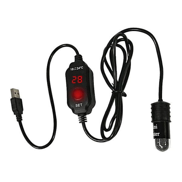 Mini Akvarievarmer 10w med Digital Display - Justerbar Termostat til Ferskvands- og Saltvandsakvarier Gratis fragt