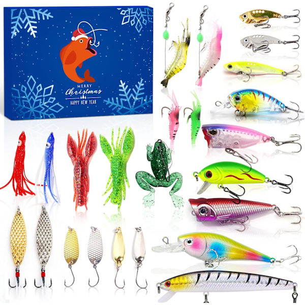 Fiske Adventskalender 2024 - 24 dagar av julnedräkning med fiskedrag för fiskare vuxna män tonårspojkar