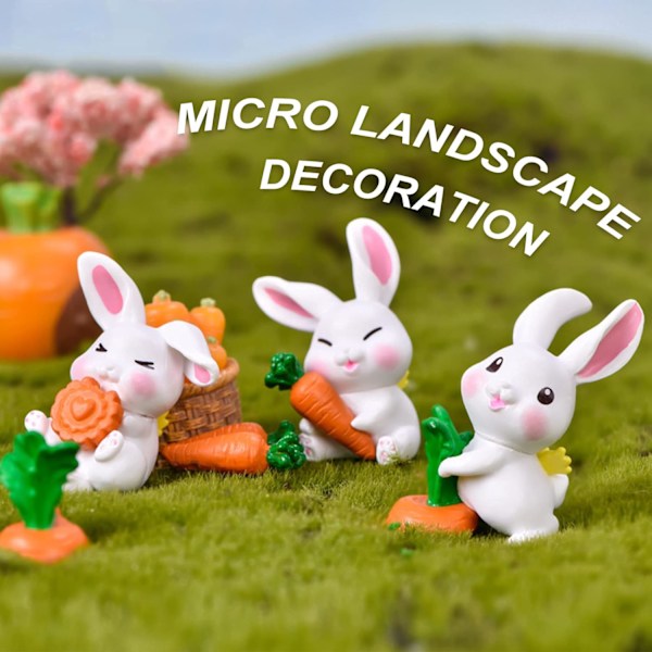 Miniatyr Kanin Prydnad, 6 Delar Mini Kanin Figurin, Påsk-X71-