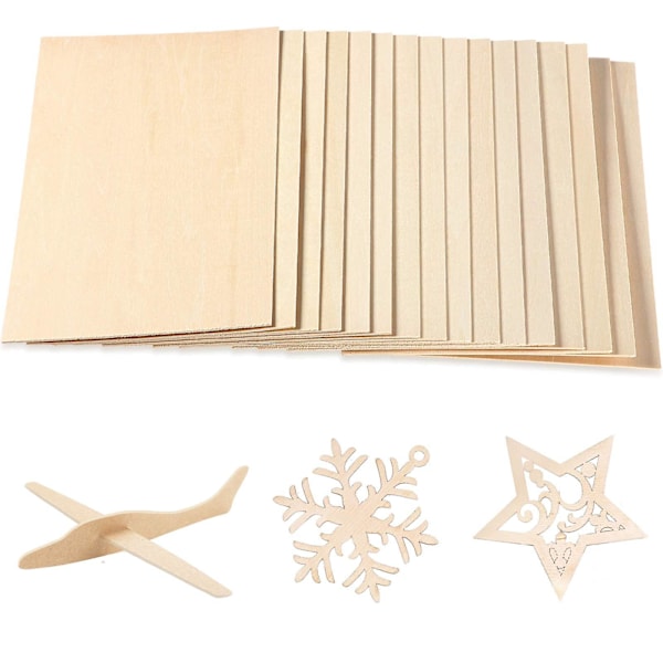 10 stk Balsa Træplader, Træfiner Hobby Træplade til DIY Håndværk Træmodel (150 X 150 X 1,5 mm)