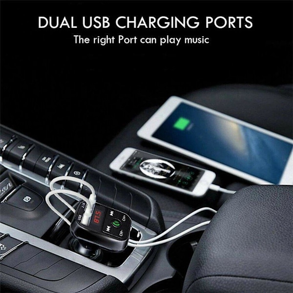 FM-transmitter X10 med Bluetooth Handsfree 4 i 1 Sort