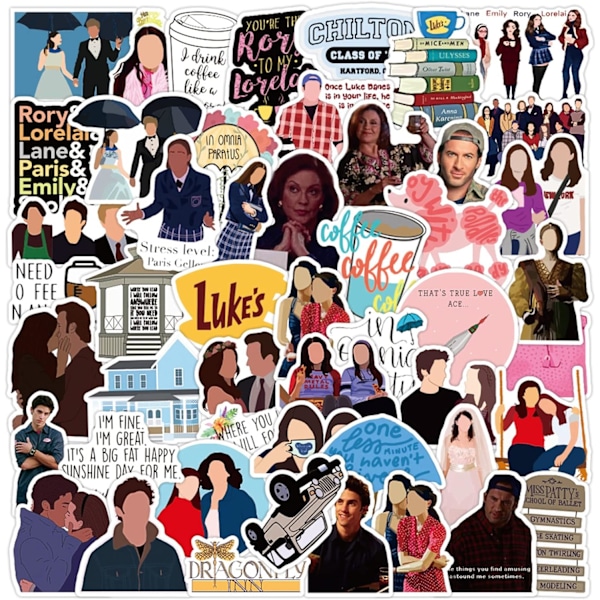 Tarrat 50-pack hauskoja tavaroita julistetarra kannettavalle tietokoneelle USA TV-sarja Gilmore Girls tarrat (Gilmore Girls)
