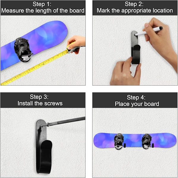 2st Snowboardväggställ, Väggfäste Clips Spara Utrymme Design