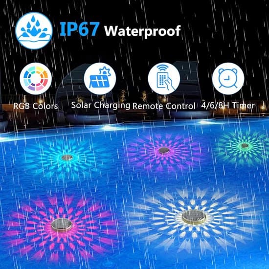 Solar Powered Floating Pool Lights (2-Pack) – With Remote Control, 12 Light Modes & Timer – IP67 Waterproof for Above-Ground & In-Ground Pools, Party
