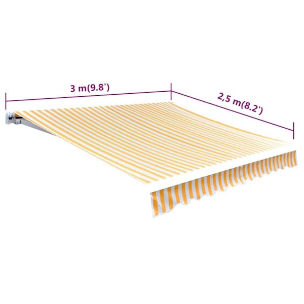 vidaXL Markisedug 3 x 2,5 m gul & hvid (uden ramme)
