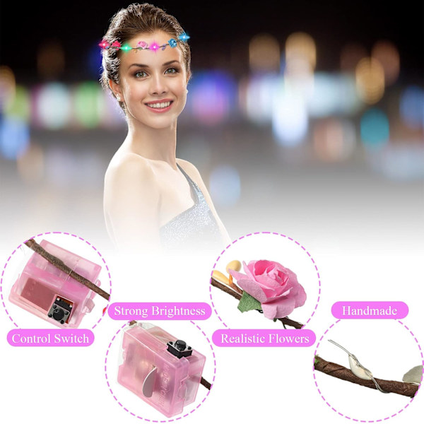4 kpl LED Kukkapanta LED Kukka Ruusukruunu Valoisa 10 Led-X71-