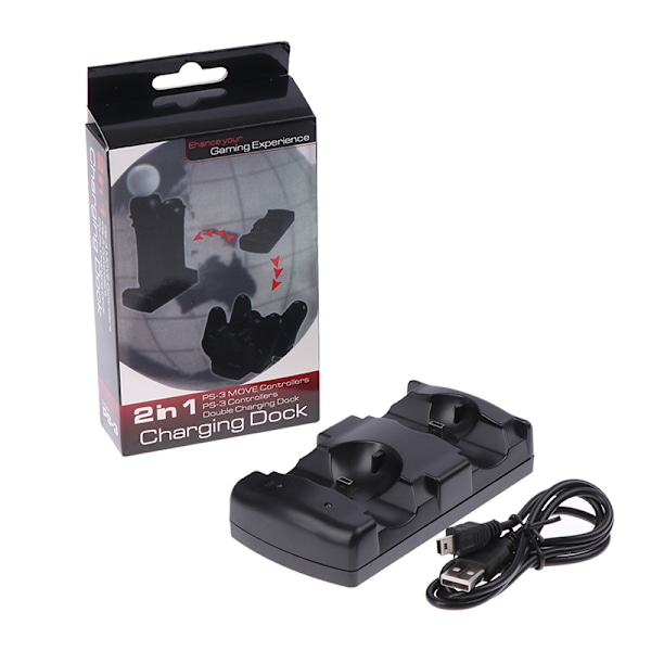 PS3move/PS3-ohjaimen laturi USB-kaksoislaturi PS3-ohjaimelle