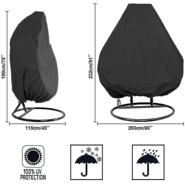 Barsinfi Oxford Glidelås Henge Stol Trekk 190 X 115 Cm Vanntett Trekk for Hage- og Utemøbler 190 X 115 Cm