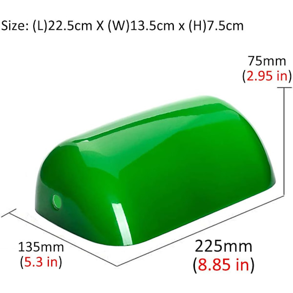 Udskiftningsskærm til banklampe, flerfarvet udskiftningsglasskærm til bankbordlampe/skrivebordslampe, 22,5 cm, grøn
