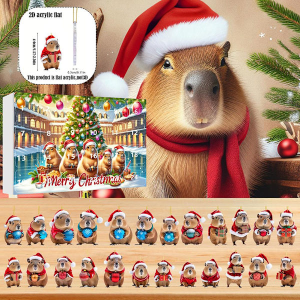 Capybara Adventskalender 2024, 2D Akryl Capibara Hänge E 1pcs