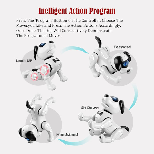 Fjärrstyrd Robot Hund Leksak, Smart Programmerbar Valp Leksak Robot