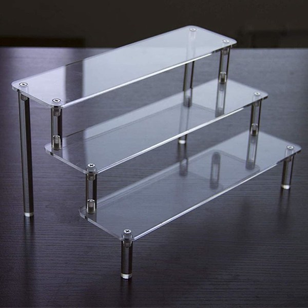 Klar Akryl Display Hylde 3-Trins Transparent Trappehylde