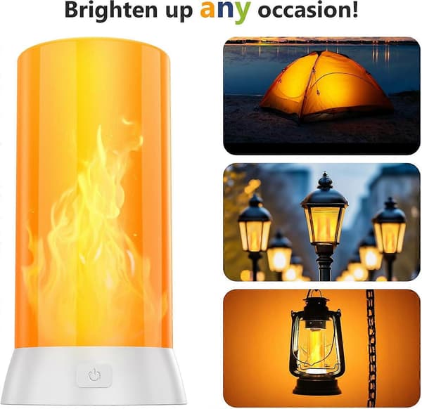 LED Flame Lamp, USB Rechargeable Flame Effect Lamp, Flame Lamp with Remote Control & Timer-FQ- 1PCS