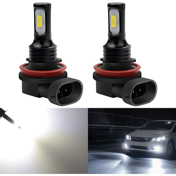 2400 Lumen Ekstremt Lyssterk Nyeste 3570 H11 H8 LED-Dimlampe for DRL-Dagkjørelys eller Bare Dimlys, Hvit