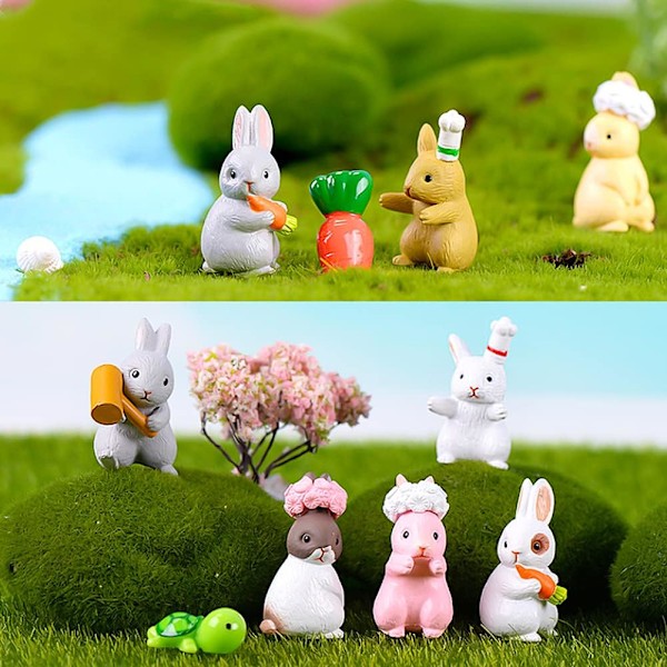 Mini Kanin Figurin 12 st Harts Påskhare Mikro Landskap-X71-