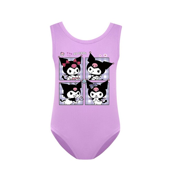 7-14 År Flickor Sanrio Kawaii Kuromi Tecknad Anime Baddräkt Hel Baddräkt Badkläder för Strand Pool Purpl