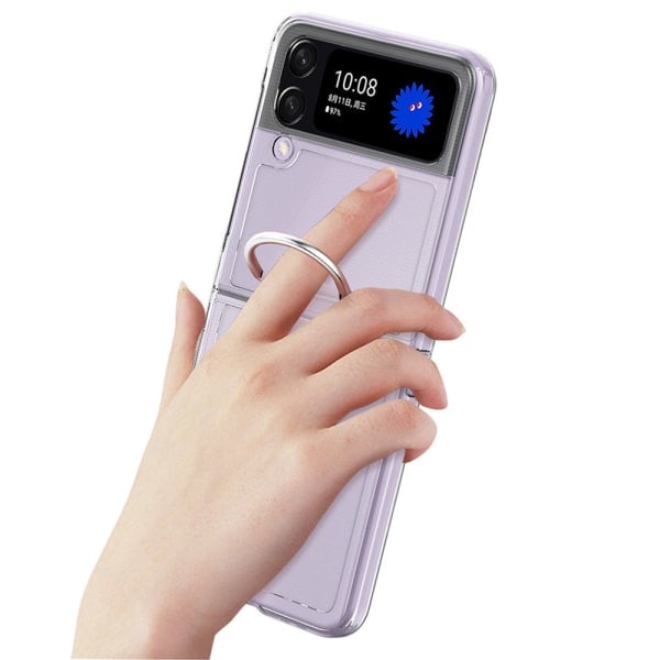 TG Samsung Galaxy Z Flip 3 - Praktiskt Tunt Skal med Ringhållare Transparent