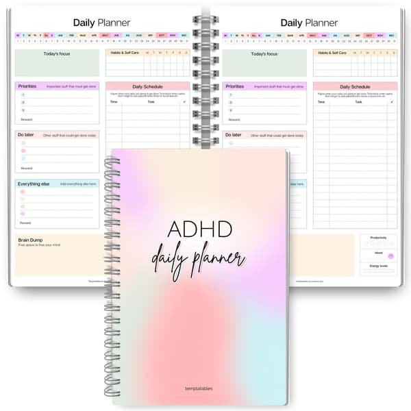 ADHD Daily Planner, Productivity Organizer, Focus & Time Management Journal