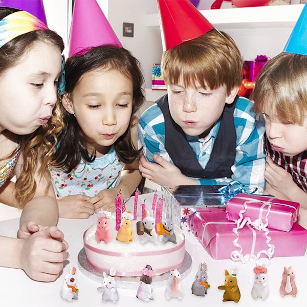 Mini Kanin Figurin 12 st Harts Påskhare Mikro Landskap-X71-