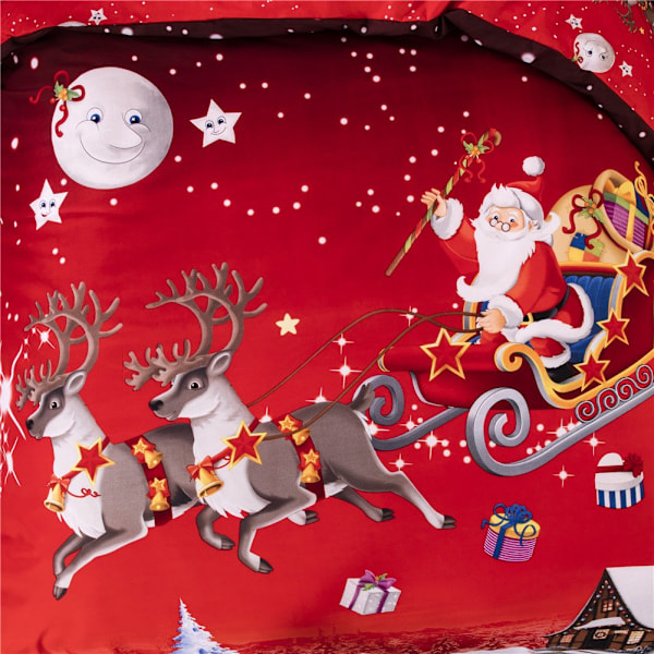 Jul sängkläder påslakan set, tomte ren säng set, present till jul (King(220x240 cm)) 220*240cm