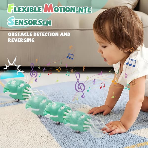 Dancing Octopus Toy, Octopus Toy, Automatic Crawling Dancing Octopus with Obstacle Detection, Crawling Octopus with LED Music green