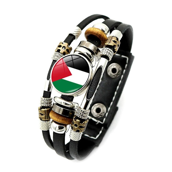 1X Palestinsk flagg flettet armbånd Palestina Fire farger Flagg W