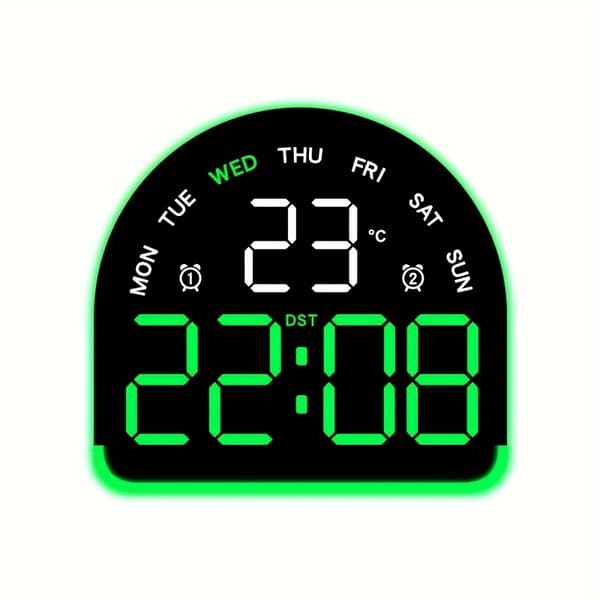 LED Digital Väckarklocka med Temperaturdisplay – Tyst, USB-driven, Stor Skärm för Sovrum Black/Green