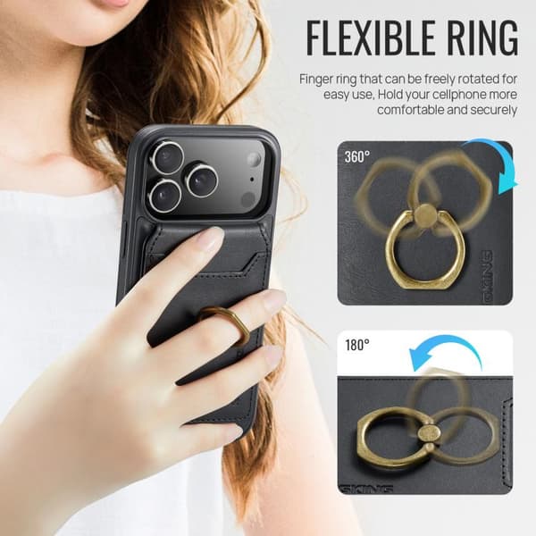 iPhone 17 Pro Case with MAGKING K1 MagSafe Detachable Wallet and RFID Svart